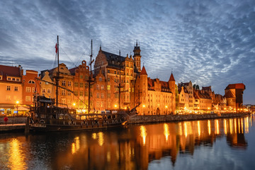 Old Town of Gdansk at twilight, Poland.
