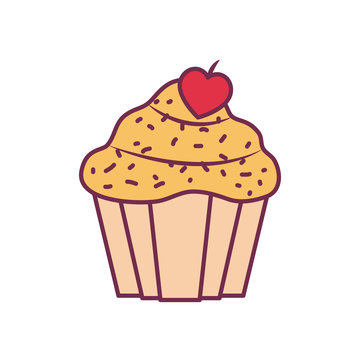 Isolated cupcake dessert line and fill style icon vector design