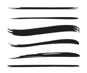 black brush stroke line vector set