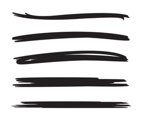 black brush stroke line vector set