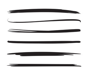 black brush stroke line vector set