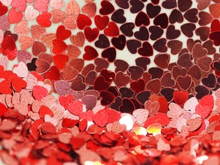 Background of Confetti Hearts with Depth