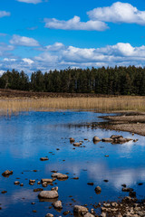 Obraz premium View of Loch Cill Chriosd - one of the most beautiful places in the world, with magnificent reed beds. It is located on the Isle of Skye, on the road to Elgol in the Highlands of Scotland.
