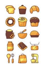 set of icons bakery on white background