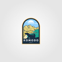 komodo island vintage logo vector national park illustration design