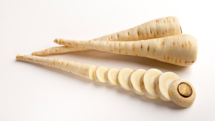 Food swap. Whole and slices of radish