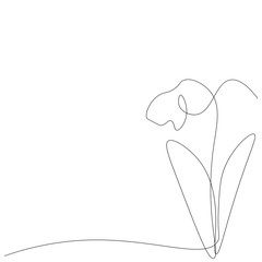 Spring flower silhouette line draw vector illustration