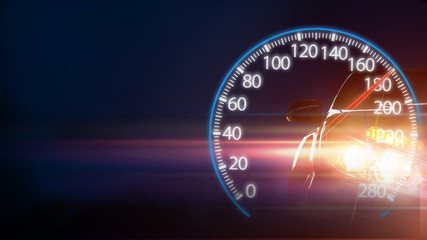 Car of light with speedometer 