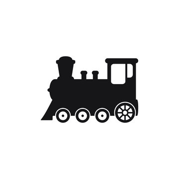 Train Icon, Old Locomotive Silhouette, Symbol Sign Vector Illustration