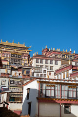 Famous Chinese temple as tourist attraction in Shangri-la, china