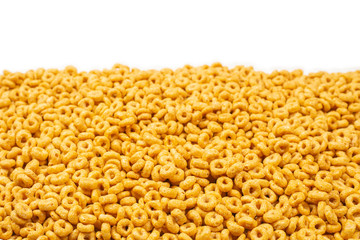 Corn-flakes background and texture. Top view.
