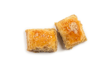 Delicious sweet baklava isolated on white background.