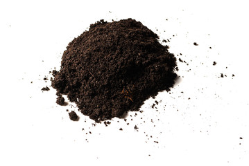 A handful of earth isolated on white background.