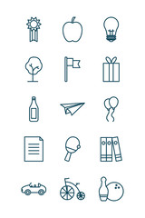 objects line style icon set vector design