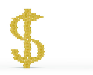 Golden coins stack isolated on white background. Realistic gold money. Business concept vector illustration.