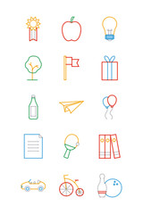 objects multiply line style icon set vector design