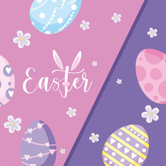 happy easter design with easter eggs with cute decorative styles, colorful design