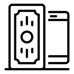 Cash phone icon. Outline cash phone vector icon for web design isolated on white background