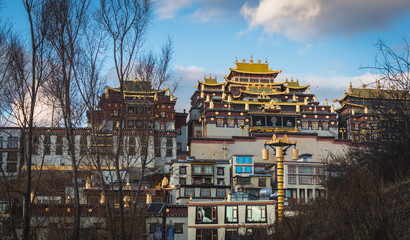 Famous Chinese temple as tourist attraction in Shangri-la, china