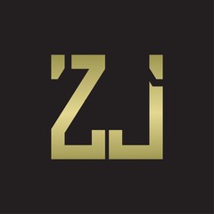 ZJ Logo with squere shape design template with gold colors
