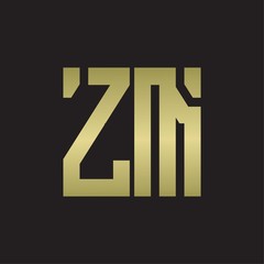 ZM Logo with squere shape design template with gold colors