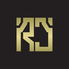 RC Logo with squere shape design template with gold colors