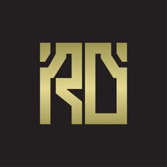 RD Logo with squere shape design template with gold colors