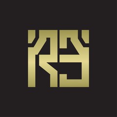 Obraz premium RE Logo with squere shape design template with gold colors