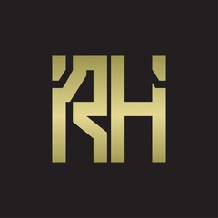 RH Logo with squere shape design template with gold colors
