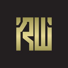 RW Logo with squere shape design template with gold colors