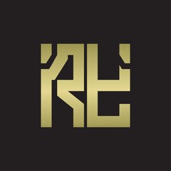 RY Logo with squere shape design template with gold colors