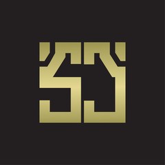 SC Logo with squere shape design template with gold colors