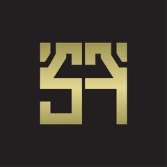 SF Logo with squere shape design template with gold colors