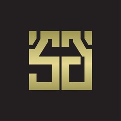 SG Logo with squere shape design template with gold colors