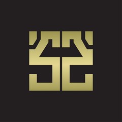 SZ Logo with squere shape design template with gold colors