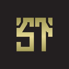 ST Logo with squere shape design template with gold colors