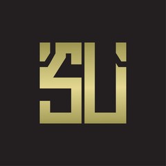 SU Logo with squere shape design template with gold colors