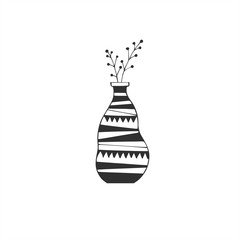 Illustration of a flower in a vase in doodle style