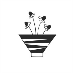 Potted flower illustration in doodle style