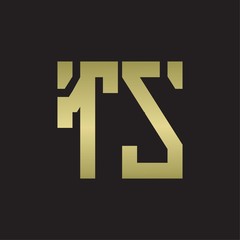 TS Logo with squere shape design template with gold colors