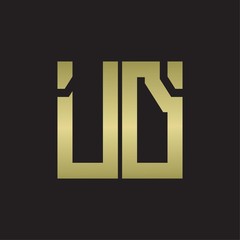 UD Logo with squere shape design template with gold colors