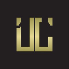 UL Logo with squere shape design template with gold colors
