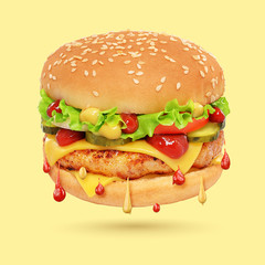 Hamburger isolated on white