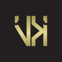 VK Logo with squere shape design template with gold colors