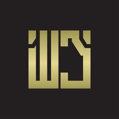 WC Logo with squere shape design template with gold colors