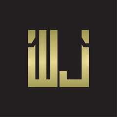 WJ Logo with squere shape design template with gold colors