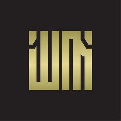 WM Logo with squere shape design template with gold colors