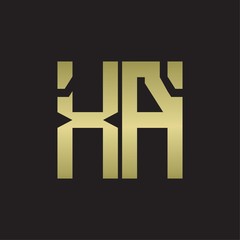 XA Logo with squere shape design template with gold colors