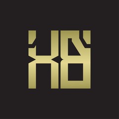 XB Logo with squere shape design template with gold colors