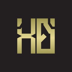 XQ Logo with squere shape design template with gold colors